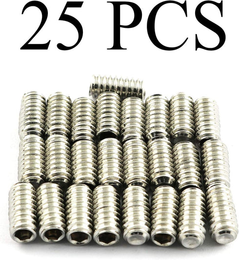 RuiLing 25PCS 1/4-20x1/2" Hexagon Hex Socket Set Screws, 304 Stainless Steel Full Thread Cup Point Grub Screws