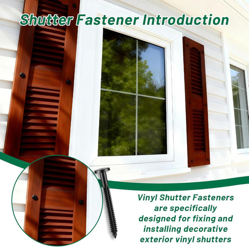 XwaYexa 80-Pack 3 Inch Vinyl Shutter Fasteners, Black Window Shutter Pegs, Peg Lok Pin, Screws & Shutter Spikes Anchors