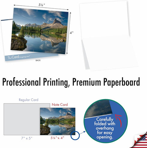 The Best Card Company - 20 Landscape Nature Note Cards Blank (4 x 5.12 Inch) - 10 Designs, 2 Each, Reflections
