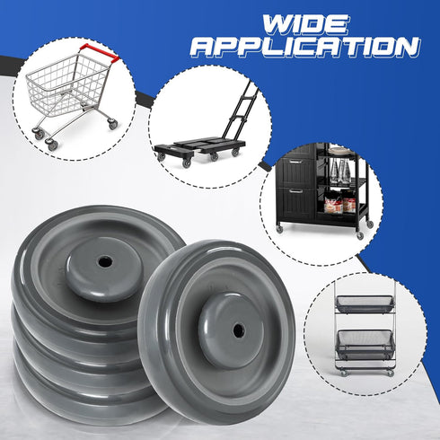4 Pack 5" 1.2" 5/16 4 sets, 1000 Lbs NATGAI Shopping Cart Replacement Wheels Kit, Diameter width Bore Noiseless