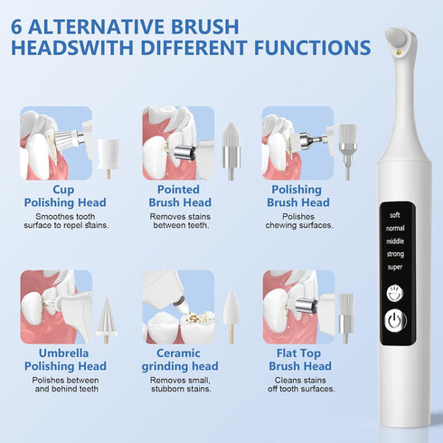 VixFonuy 6 5 Teeth Polisher Kit: Heads, Speed Modes - for Teeth Cleaning Tools, Suitable for Daily Home Use,USB