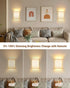 FINCMY Set 18 Dimmable Battery Operated Wall Sconces of Two, RGB Colors Stick on Wall Lights with Remote, Changeable
