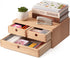 Kirigen Natural Wooden Desktop Organizer - Office Supplies Filing Tidy Storage Shelf with 3 Drawers (NA, 2-Layer & 3