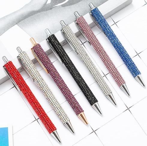 Gullor Diamond-encrusted Click Ballpoint Pens, Black Ink Medium Point 1mm, Office Supplies Gift for Wedding Birthday