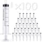 JOLLY PARTY 10ml Syringes 100 Pack Plastic Small Syringe with Tip Cap for Scientific Labs, Measurement, Refilling