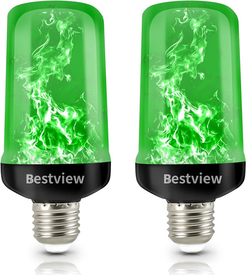 Bestview LED Flame Effect Light Bulbs,4 Modes Smart E26/E27 Base Flickering Fire
