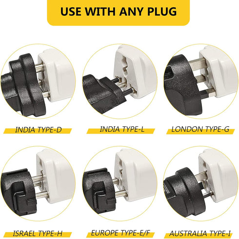 4 Pack Universal Adapter, Europe to US Plug Travel Adapters (White)