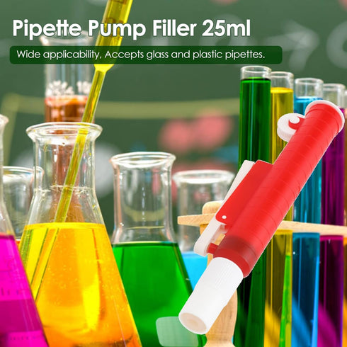 Pipette Pumps 25ml Red Scientific Pipette Pump for Disposable Plastic and Glass Pipettes