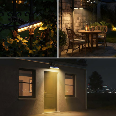 36 3 Solar Outdoor Lights with Motion Sensor, LED Waterproof Solar Powered Clamp Lights for Garden, Patio, Pathway