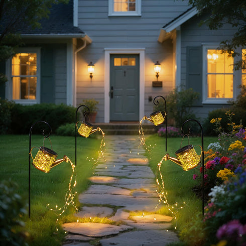 X-PREK Solar Garden Lights Outdoor Lanterns Decoration, Metal Solar Watering Can Lights Outdoor Waterproof, Small Patio