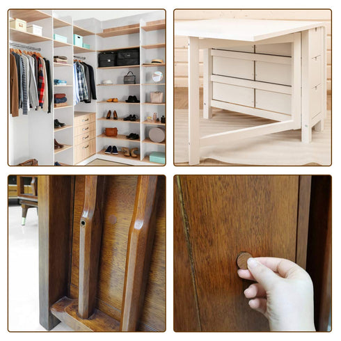 uxcell Screw Hole Covers Stickers - 162pcs Textured Plastic Self Adhesive Stickers for Wood Furniture