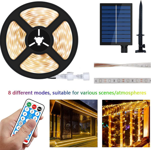 32.8ft/10M Swimming (10M, Solar LED Strip, Solar Powered,USB Cable for Rechargeable useString Lights for Festive