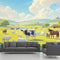 MazoAzuria Farm Animal Mural, Dairy Cow Sheep Horse Wallpaper for Living Room, Nature