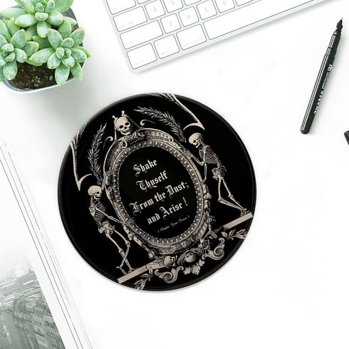 The Undead Arise Gothic Art Waterproof Small Round Mouse Pad 7.9 Inch, Non-Slip Rubber Base for Spooky Home Office