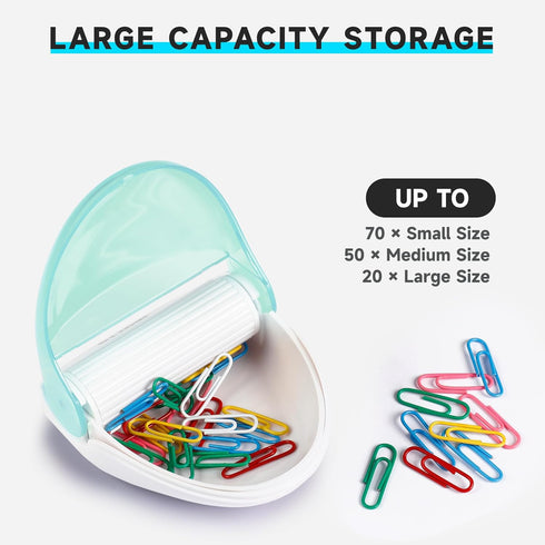 Magnetic Paper Clip Holder for Desk, Cute Office Supplies, 100pcs Gold Paper Clips 28mm (1.1"), Green Paperclips Holder