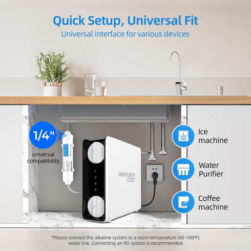 12 1/4" 10-inch MIZUDO Months Remineralization Filter, Quick Connect Alkaline Filter for RO Reverse Osmosis System