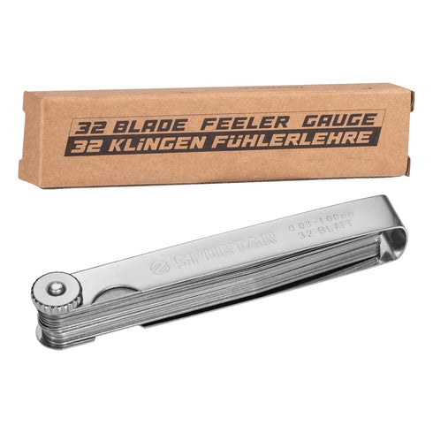 Spurtar Feeler Gauges Set - 32 Blades, 0.001-0.04" (0.03-1.00mm), Stainless Steel, Dual Marked SAE and Metric