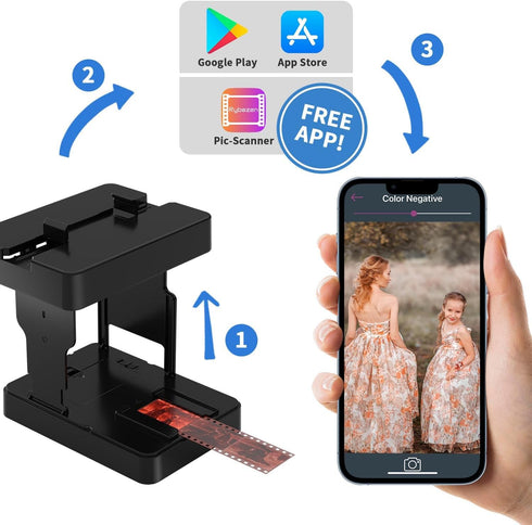 DigitConvert 35mm Mobile Film Scanner for Slides & Negatives, Portable Photo Scanner Converts Film to Digital Photos