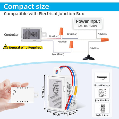 Sunmerit Dimmer Dimmable Bulb Wireless Switch, Remote Light Switch and Receiver kit, Work with Alexa Voice Control