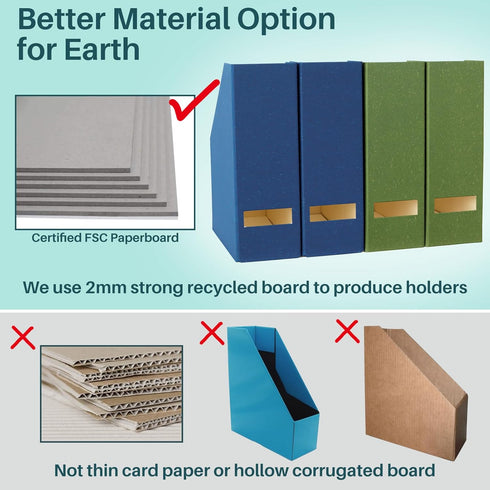 Magazine Holder and Desk Organizer, 2-Pack Leaf Green Paperboard Storage Box for Documents and Magazines