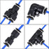 uxcell Pneumatic 6mm OD PU Air Hose Tubing Kit, 5 Meters Blue with 12 Pcs Black Push to Connect Fittings