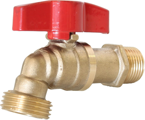 3/4" MIP Brass Ball Valve Hose Bibb with Extra Large Handle and Extended Body