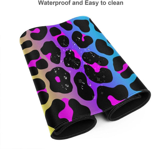 Leopard Neon Animal Print Mouse Pad, XL Large Gaming Mousepad, Long Extended Keyboard Pads for Gaming and Office (31.5