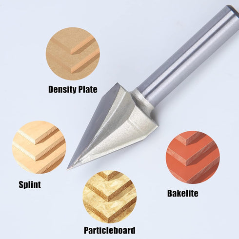 1PC Router Bits 45 Degree V Groove Bit, 1/4 Inch Shank Cutting Tool, 19/32 Inch Cutting Dia for Woodworking