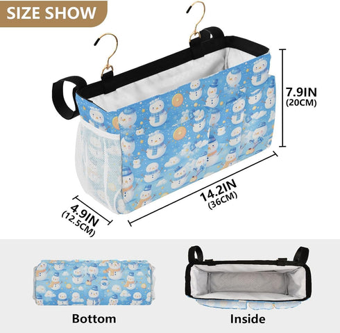 Christmas Bedside Essentails Pocket with two mesh bag Table Cabinet Storage Organizer for Bunk and Hospital Beds Dorm