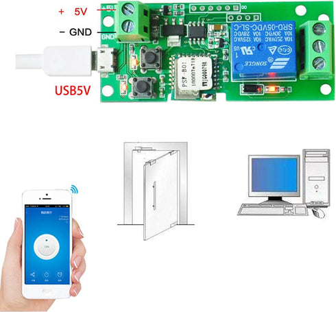 SONOFF USB 5V DIY 1 Channel Jog Inching Self-Locking WiFi Wireless Smart Home Switch APP Remote Control Module for iOS/Android by Onyehn