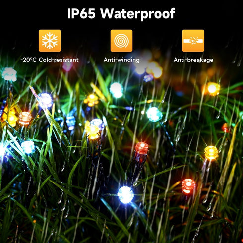 33FT 100 8 Solar String Lights for Outside, LEDs Fairy Lights with Lighting Modes, Waterproof Solar String Lights