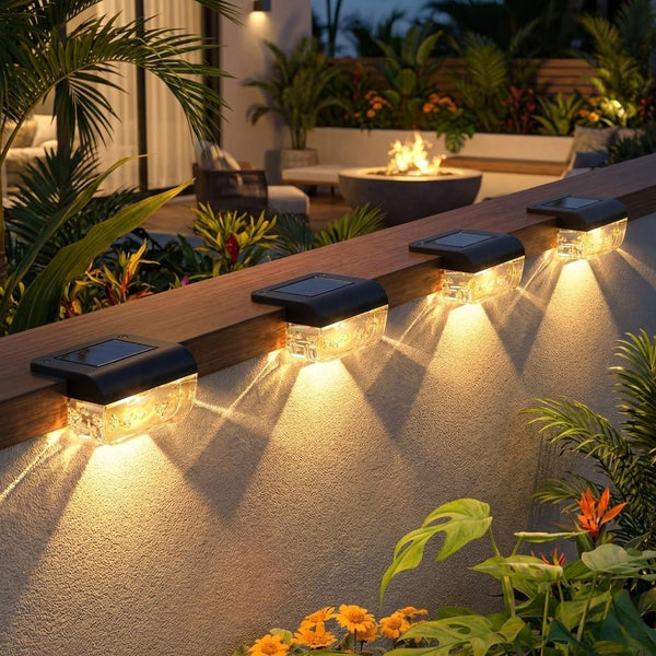 Eyrosa Solar Deck Lights 8 Pack, Solar Lights Outdoor Waterproof for Outside,