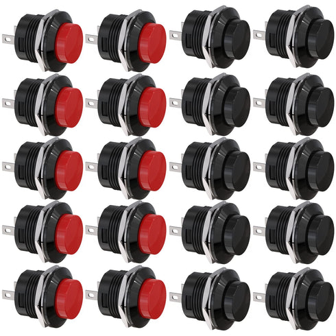 Clyxgs Momentary Push Button Switch No Lock SPST Mini Round Switches, AC 250V / 3A, 20PCS