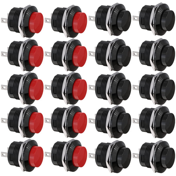 Clyxgs Momentary Push Button Switch No Lock SPST Mini Round Switches, AC 250V / 3A, 20PCS