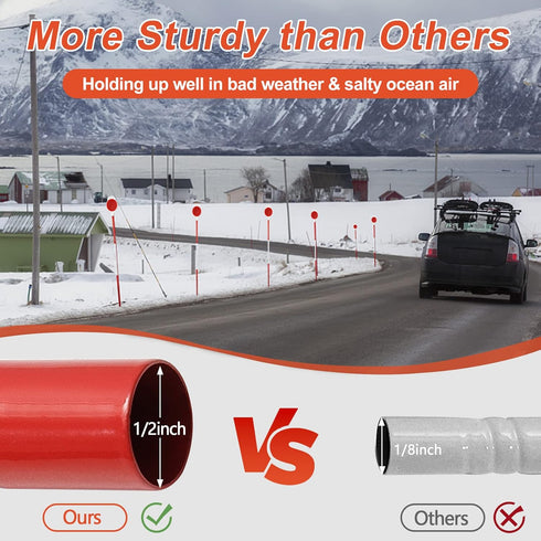 48 Inch Mailbox (4 Pack) Driveway Markers, Double Sided Reflective Driveway Markers Highly Visible, Metal Snow Stake