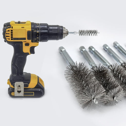 ASNOMY 5Pcs 5/8" Stainless Steel Bore Brush, Wire Brush Set for Power Drill Cleaning
