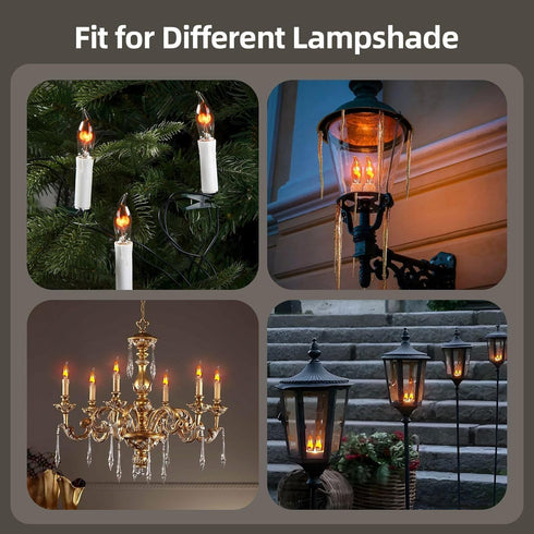 Bulbs, E12 Bulb 10 Pack Hompavo Upgraded Flame Light Compact Chandelier Base Candle Flickering Fire Light for Halloween