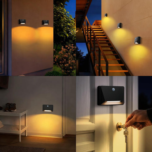 3 Closet uuffoo Rechargeable Motion Sensor Wall Light, Magnetic Linkage Multi-Sensor Stair Lights with Brightness