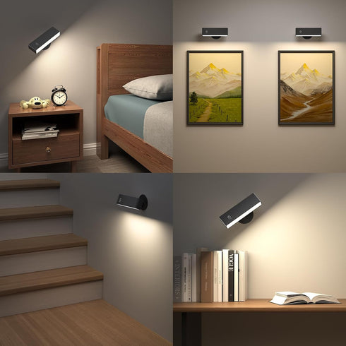 4000 360 YiLaie LED Magnetic Wall Sconce Lights, Wall Mounted Lamp with mAh Battery Operated Wall Sconce, Touch