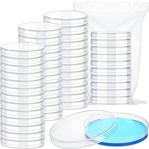 Fabbay 120 Pack Sterile Plastic Petri Dishes with Lids, 90 x 15 mm Deep Clear Lab Dishes for Science Projects