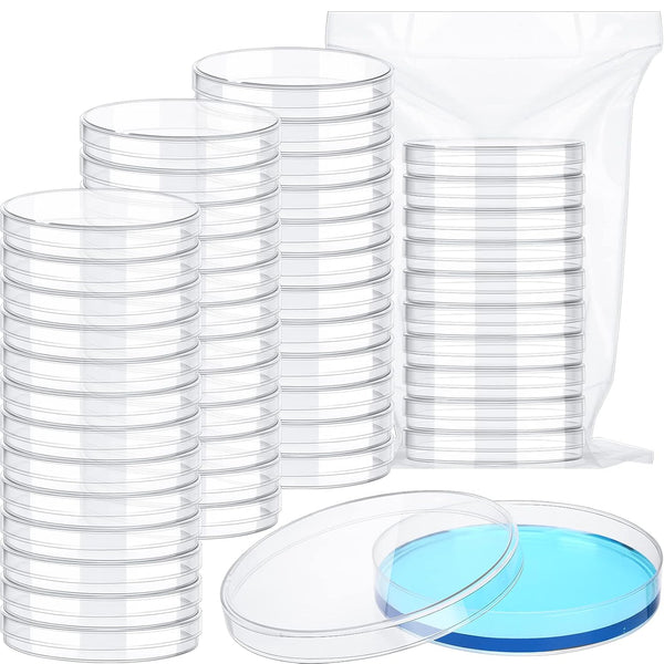 Fabbay 120 Pack Sterile Plastic Petri Dishes with Lids, 90 x 15 mm Deep Clear Lab Dishes for Science Projects