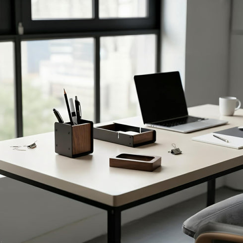 Walnut Desk Accessories Tray for Home Office, Wood Valet Tray for Men, Desktop Organizer Drawer for Airpod, Keys