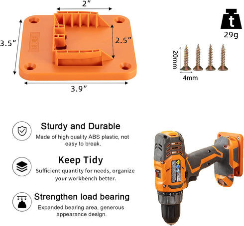 5 Packs Tools Drill Mount Holder, Fit for RIDGID 18V Li-ion Drill Tools Holder Dock Hanger with 20 Screws(No Tool) by Crivnhar