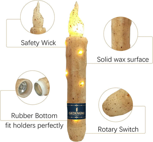 2pcs 6inch Vigils(LW2P-WH) Magical Candlesticks Flameless Taper Candle, White LED Tapered Candles Remote Dipped Candle
