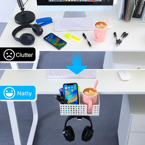Desk Cup Holder, Clip on Cup Hook, Pen Holder Clamp Desk Organizer for Office School Home Storage