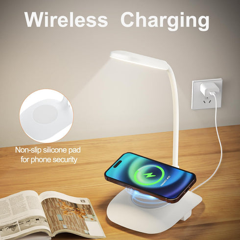 Dimmable LED Desk Lamp Wireless Charging Desk Lamp with Touch Control Office Desk Light Eye-Caring Office Lamp