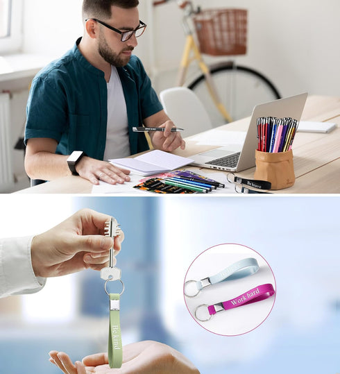 PerKoop 48 Pcs Bulk Inspirational Gifts, Motivational Notepads, Ballpoint Pens, Keychains, Christian Gifts for Teachers