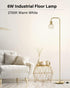 6W Bulb, Brass Gold Standing Floor Lamp for Living Room - Modern Industrial Design with LED Foot Switch, Metal Tall