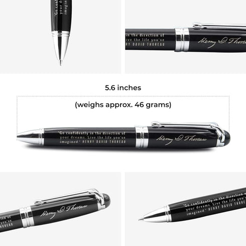 Henry David Thoreau Engraved Luxury Gift Pen with Motivational Quote - Graduation Executive Business Gift for Him Her