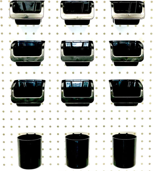 WallPeg Pegboard Bins Storage Bins Kit, PB12 Peg Board Bin & Cup Assortment for Crafts, Office, Garage Organization